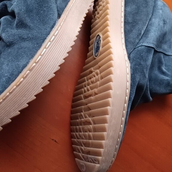 Sofft AQUA Midnight Navy Blue Suede Waterproof Wedge Booties - Picture 7 of 9